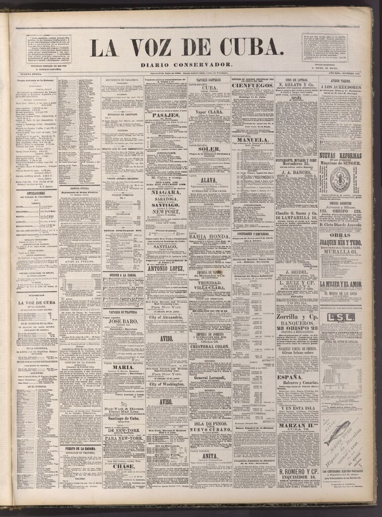 Miniatura de La Voz de Cuba: diario conservador del 8 de julio de 1880