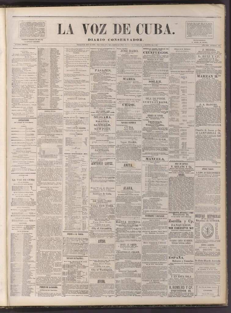Miniatura de La Voz de Cuba: diario conservador del 9 de julio de 1880