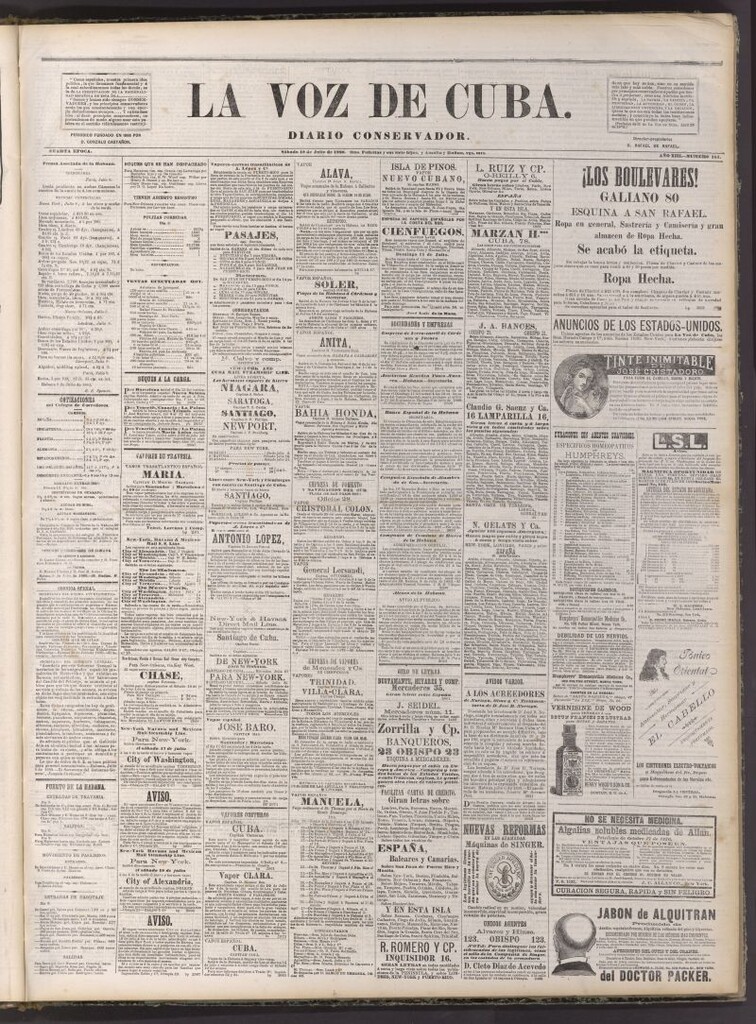 Miniatura de La Voz de Cuba: diario conservador del 10 de julio de 1880