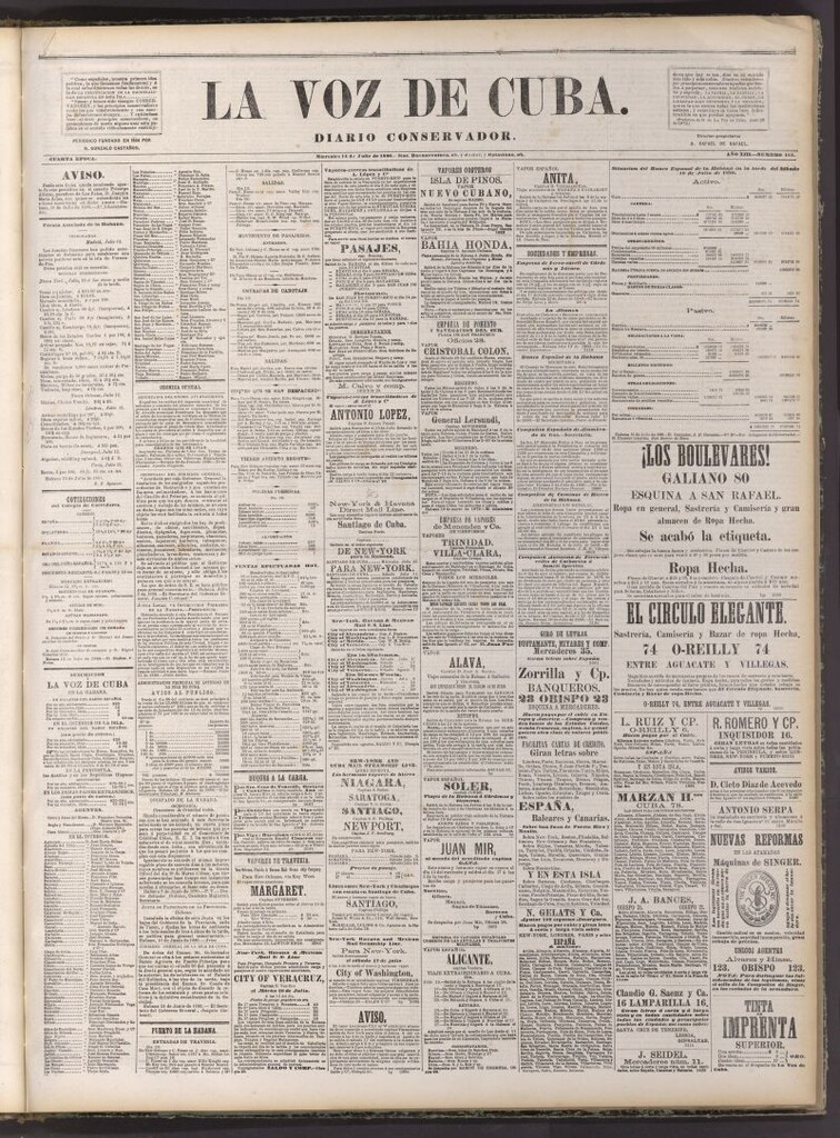 Miniatura de La Voz de Cuba: diario conservador del 14 de julio de 1880