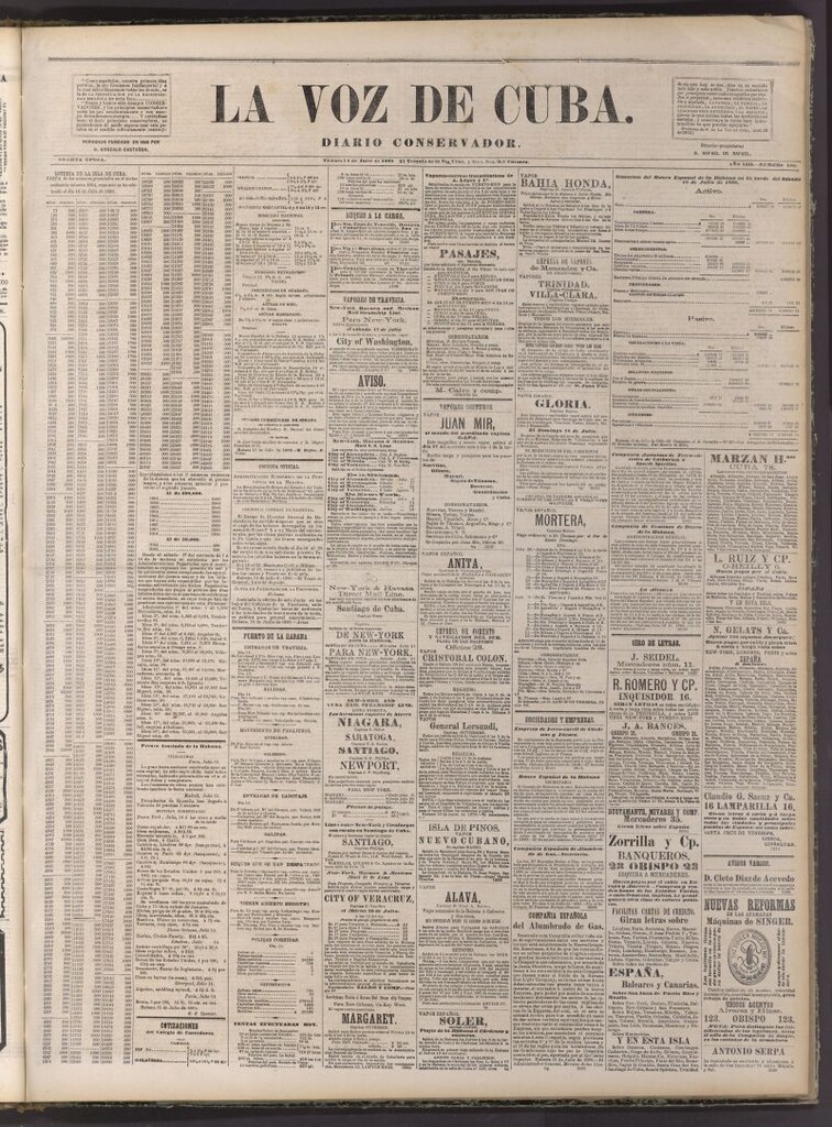 Miniatura de La Voz de Cuba: diario conservador del 16 de julio de 1880