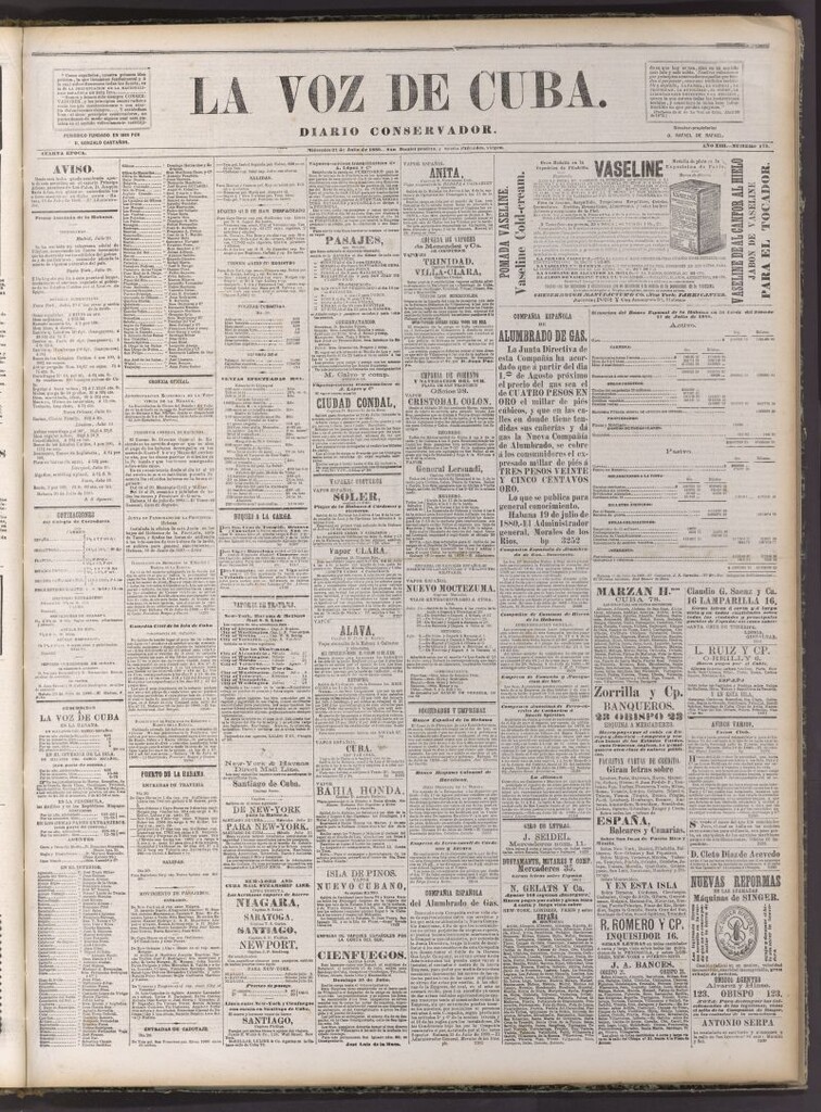 Miniatura de La Voz de Cuba: diario conservador del 21 de julio de 1880