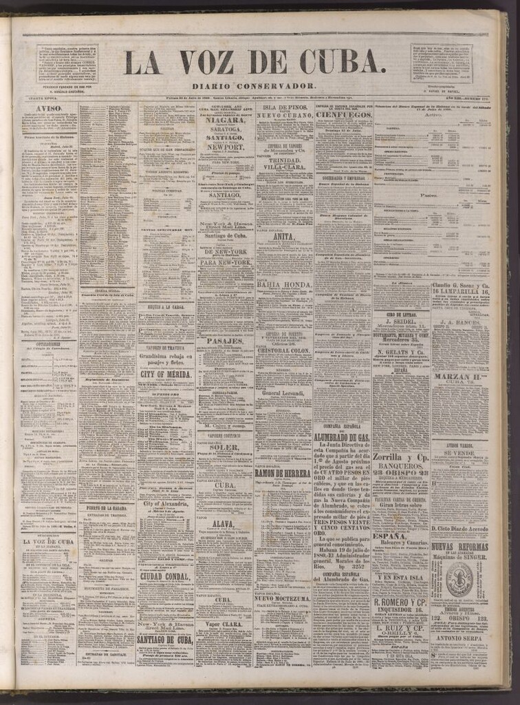 Miniatura de La Voz de Cuba: diario conservador del 23 de julio de 1880