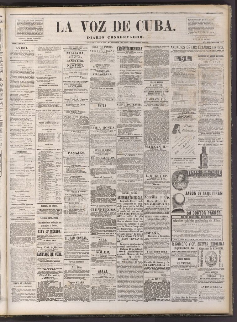 Miniatura de La Voz de Cuba: diario conservador del 24 de julio de 1880