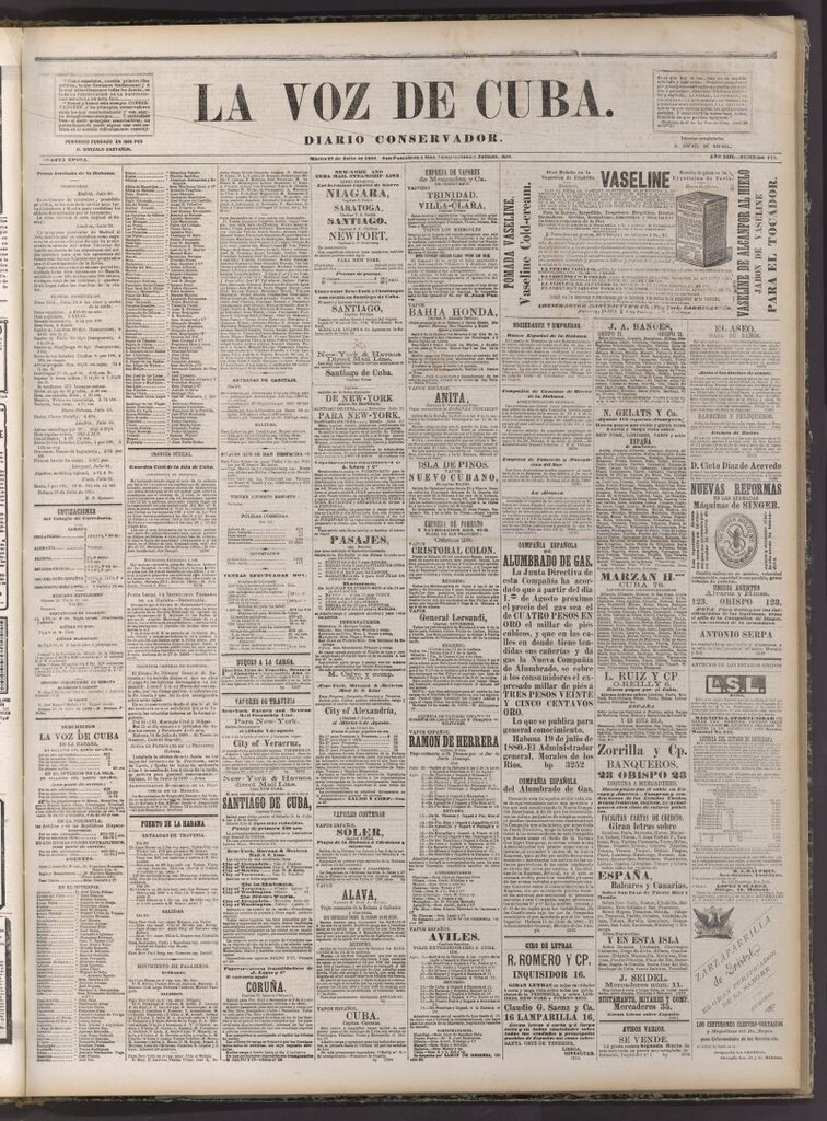 Miniatura de La Voz de Cuba: diario conservador del 27 de julio de 1880