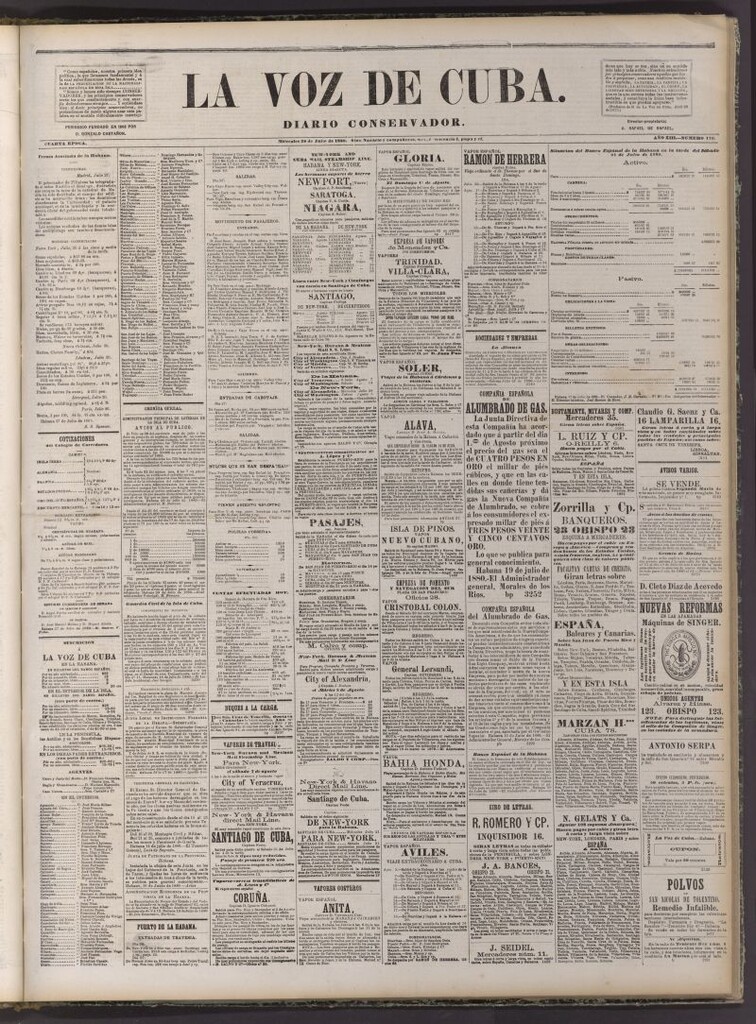 Miniatura de La Voz de Cuba: diario conservador del 28 de julio de 1880