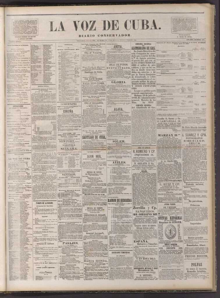 Miniatura de La Voz de Cuba: diario conservador del 30 de julio de 1880