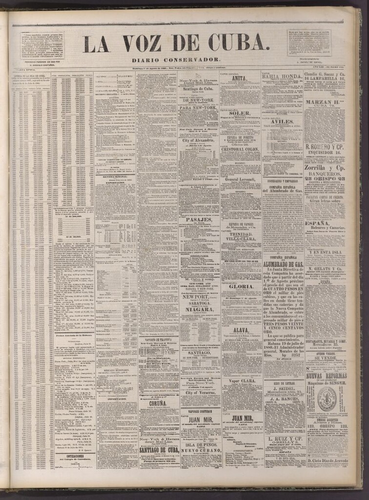 Miniatura de La Voz de Cuba: diario conservador del 1 de agosto de 1880