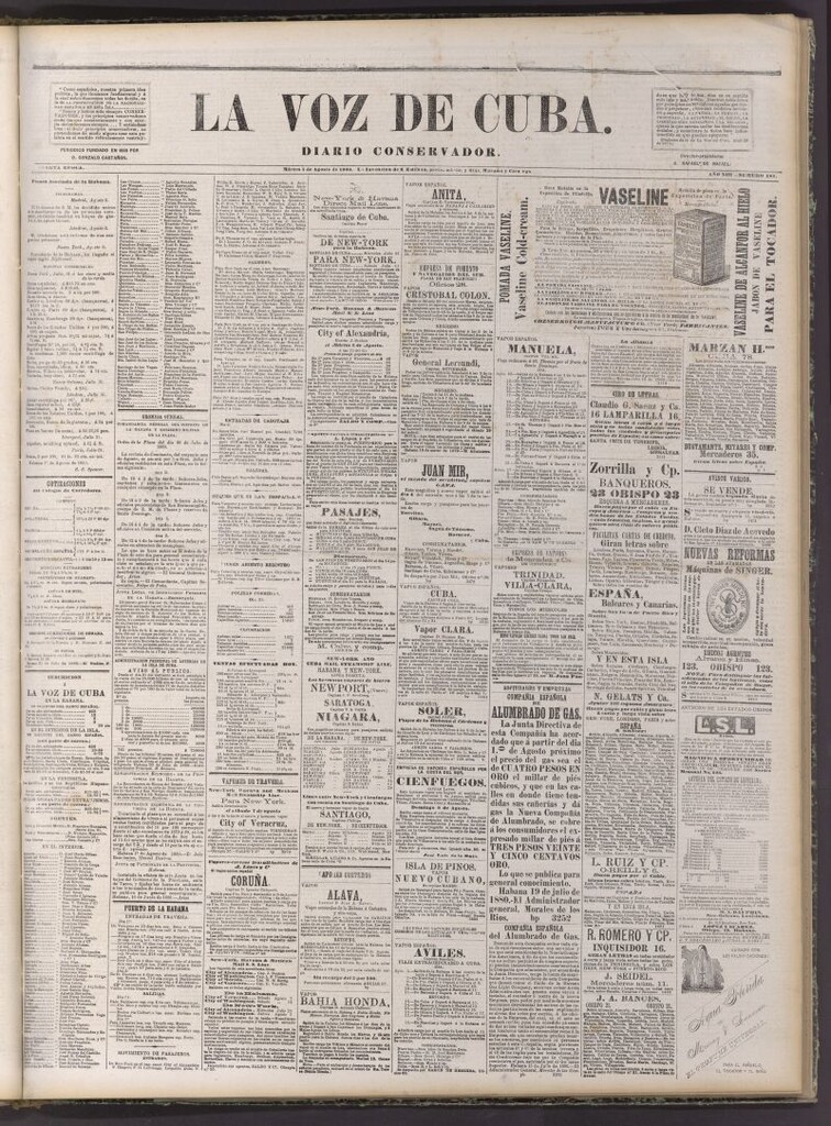 Miniatura de La Voz de Cuba: diario conservador del 3 de agosto de 1880