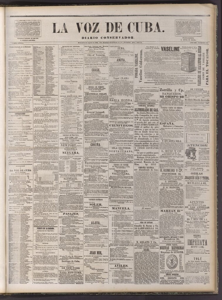 Miniatura de La Voz de Cuba: diario conservador del 4 de agosto de 1880
