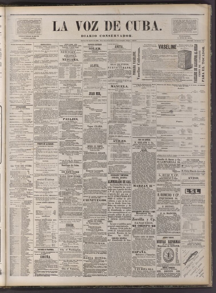 Miniatura de La Voz de Cuba: diario conservador del 5 de agosto de 1880
