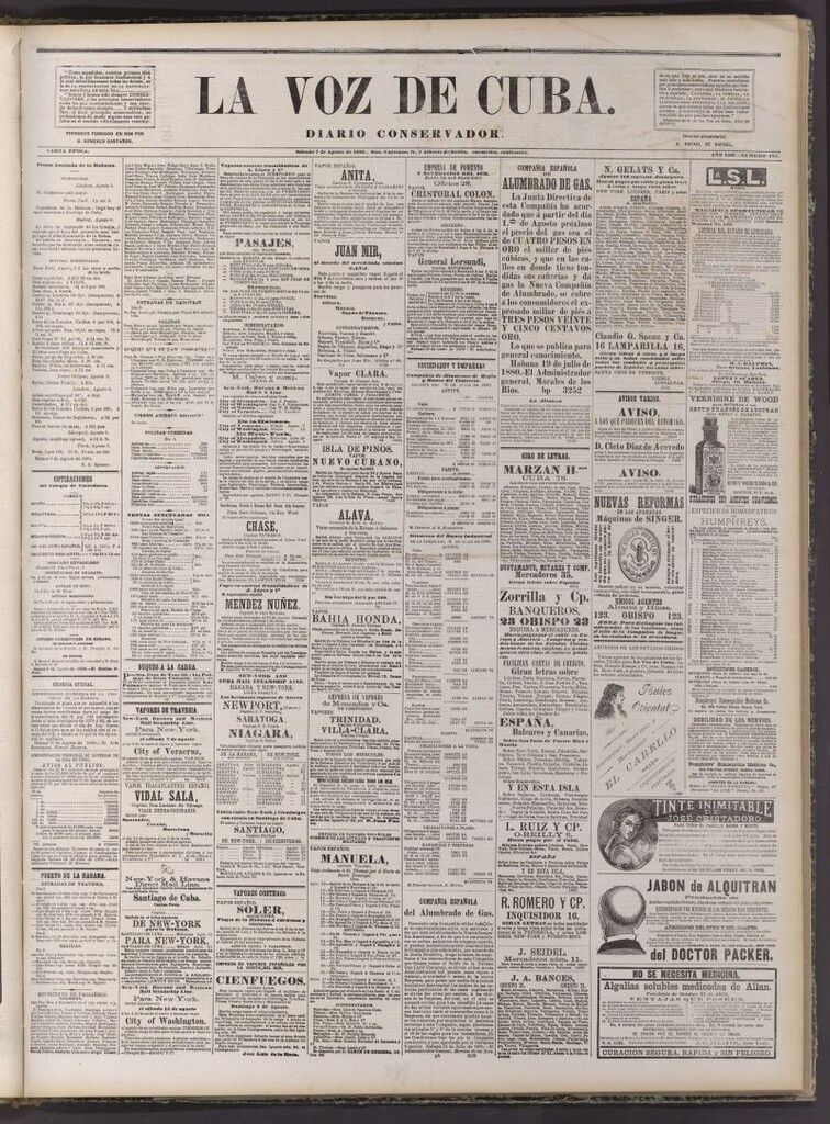 Miniatura de La Voz de Cuba: diario conservador del 7 de agosto de 1880