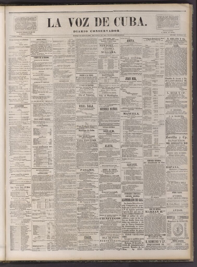 Miniatura de La Voz de Cuba: diario conservador del 8 de agosto de 1880
