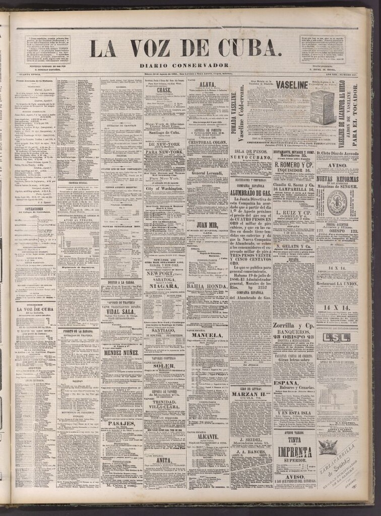 Miniatura de La Voz de Cuba: diario conservador del 10 de agosto de 1880