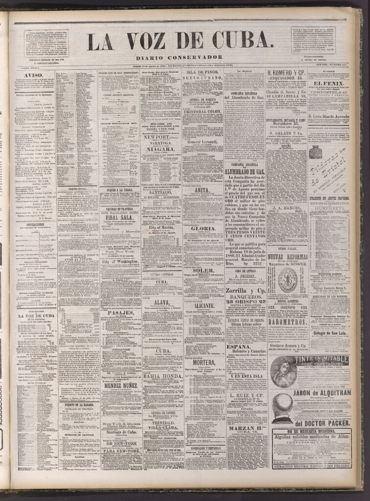 Miniatura de La Voz de Cuba: diario conservador del 14 de agosto de 1880