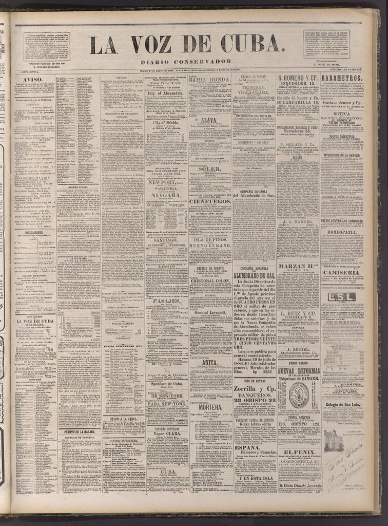 Miniatura de La Voz de Cuba: diario conservador del 17 de agosto de 1880