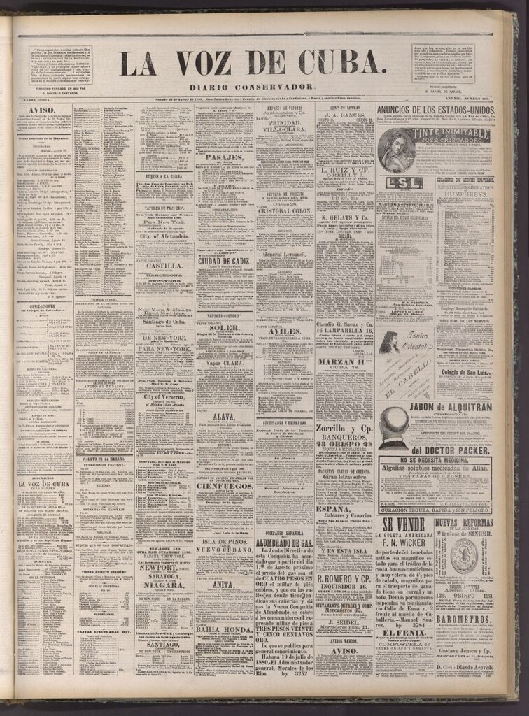 Miniatura de La Voz de Cuba: diario conservador del 21 de agosto de 1880
