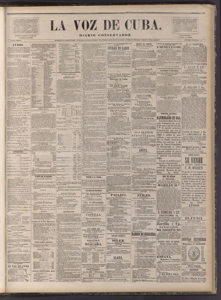 Miniatura de La Voz de Cuba: diario conservador del 22 de agosto de 1880