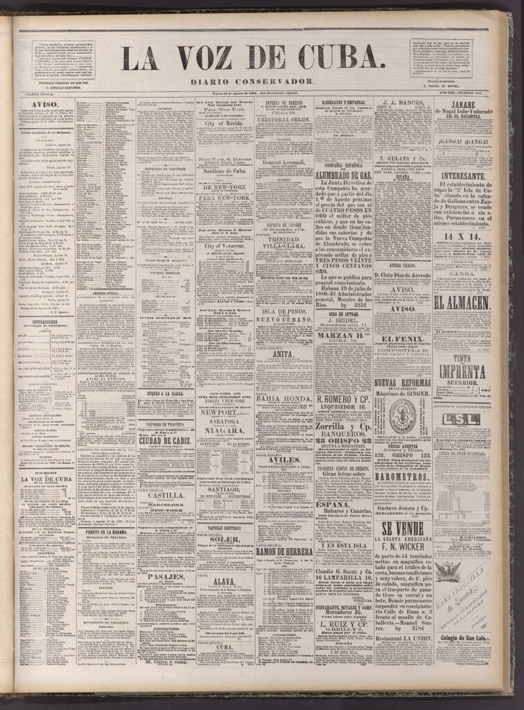 Miniatura de La Voz de Cuba: diario conservador del 24 de agosto de 1880