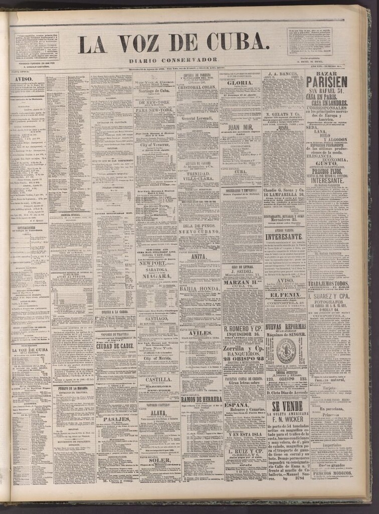 Miniatura de La Voz de Cuba: diario conservador del 25 de agosto de 1880