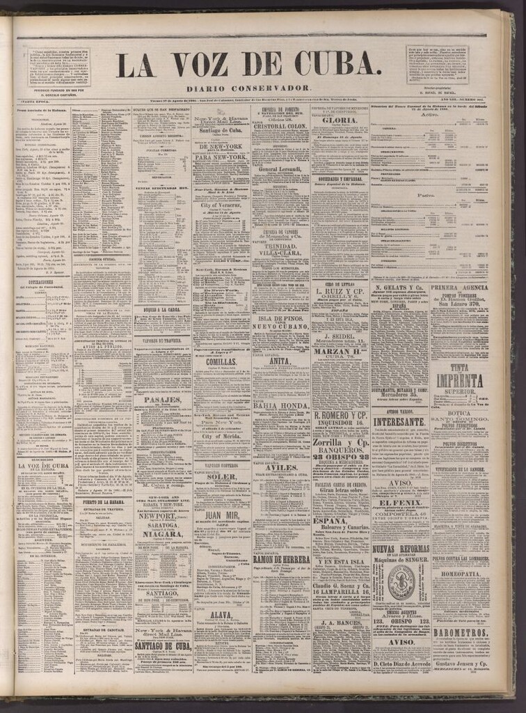 Miniatura de La Voz de Cuba: diario conservador del 27 de agosto de 1880
