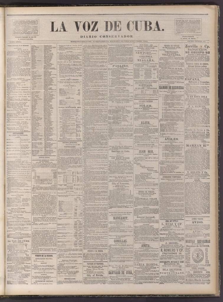 Miniatura de La Voz de Cuba: diario conservador del 29 de agosto de 1880