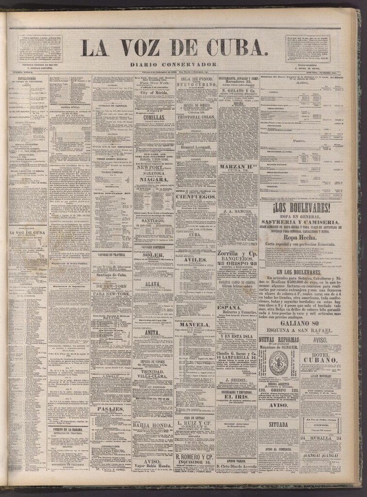 Miniatura de La Voz de Cuba: diario conservador del 3 de setiembre de 1880