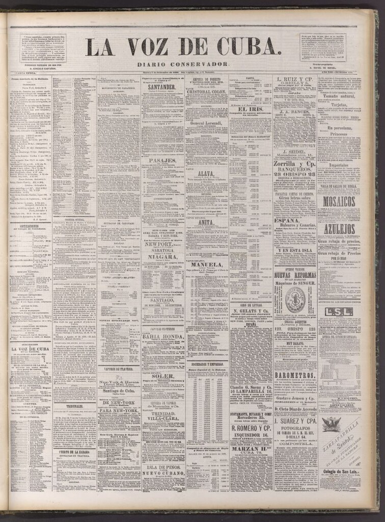 Miniatura de La Voz de Cuba: diario conservador del 7 de setiembre de 1880