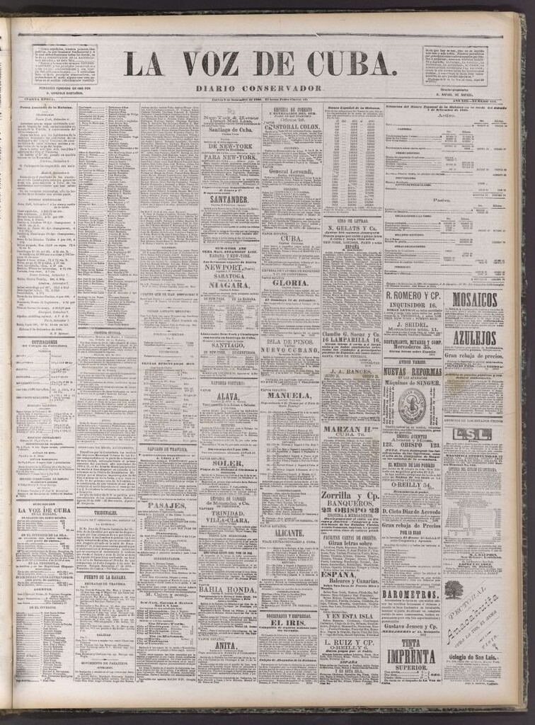 Miniatura de La Voz de Cuba: diario conservador del 9 de setiembre de 1880