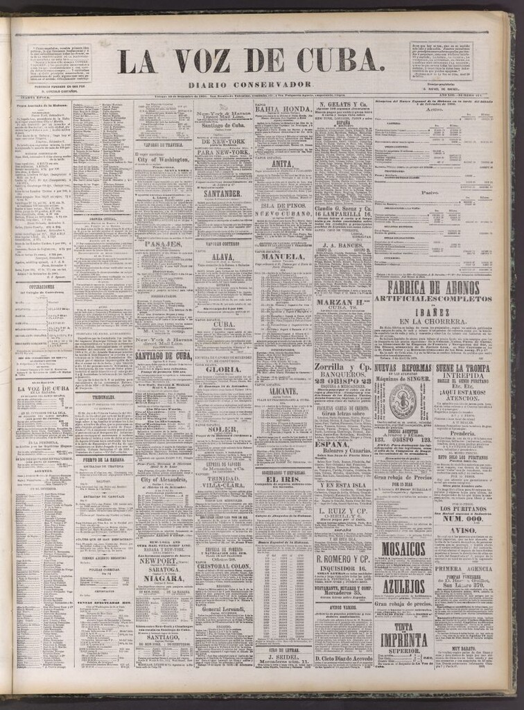 Miniatura de La Voz de Cuba: diario conservador del 10 de setiembre de 1880