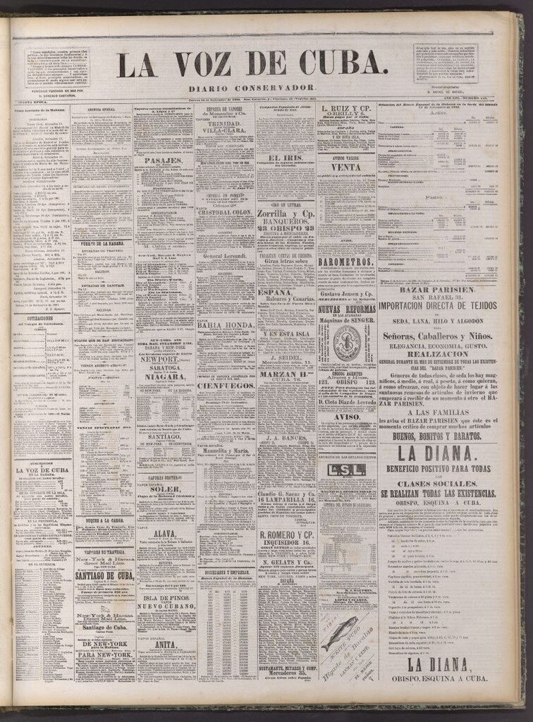 Miniatura de La Voz de Cuba: diario conservador del 16 de setiembre de 1880