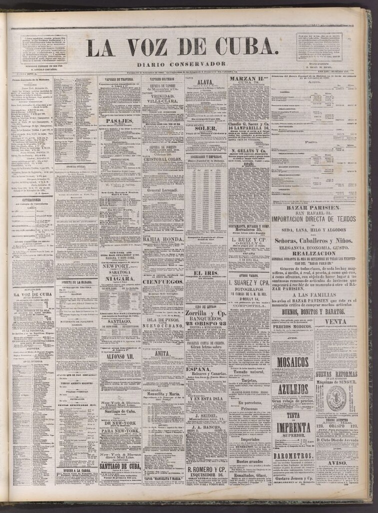 Miniatura de La Voz de Cuba: diario conservador del 17 de setiembre de 1880