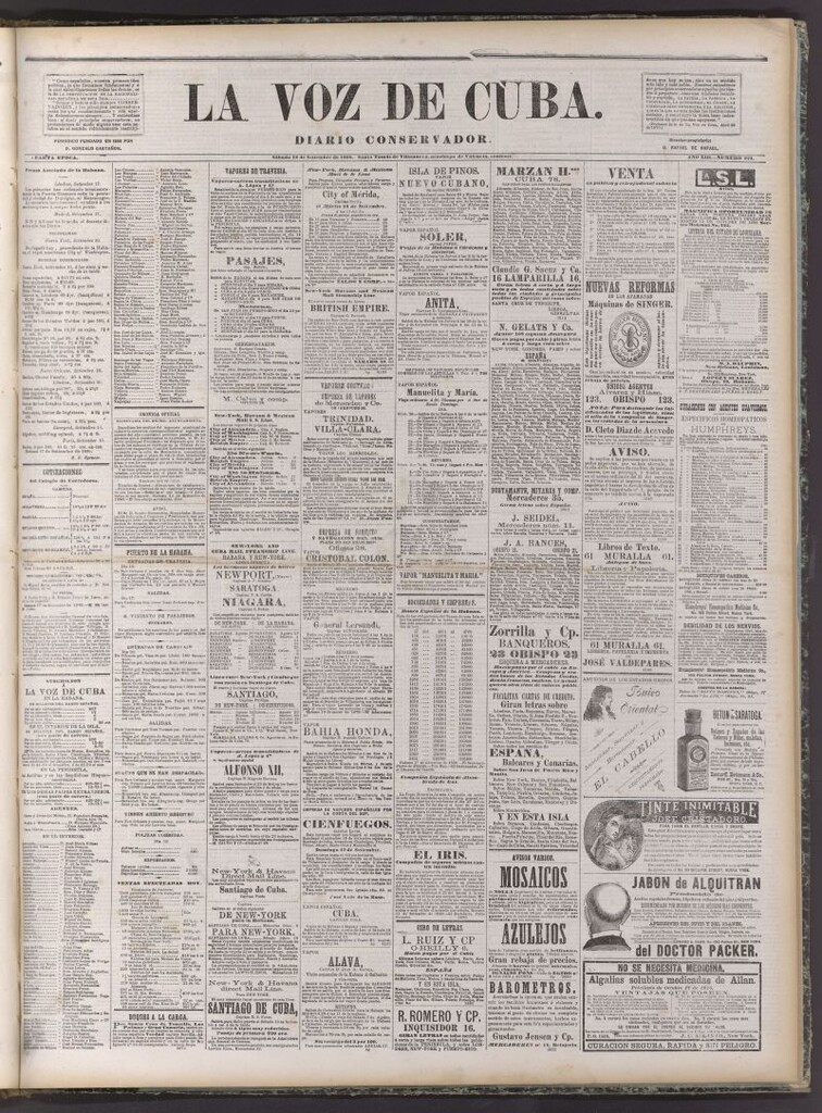 Miniatura de La Voz de Cuba: diario conservador del 18 de setiembre de 1880