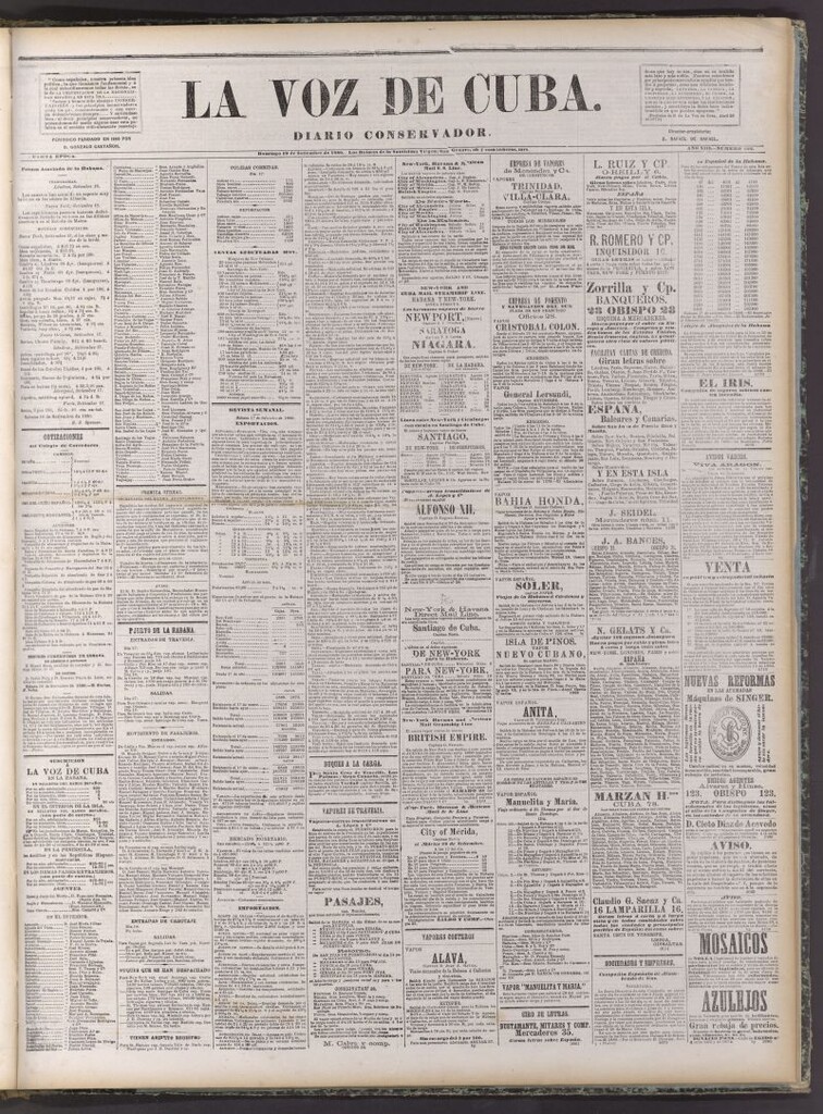 Miniatura de La Voz de Cuba: diario conservador del 19 de setiembre de 1880