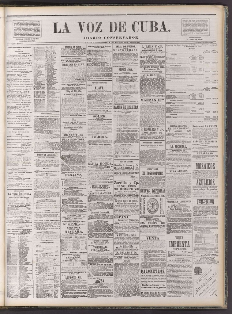 Miniatura de La Voz de Cuba: diario conservador del 23 de setiembre de 1880