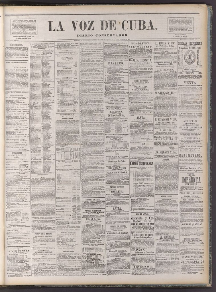 Miniatura de La Voz de Cuba: diario conservador del 26 de setiembre de 1880