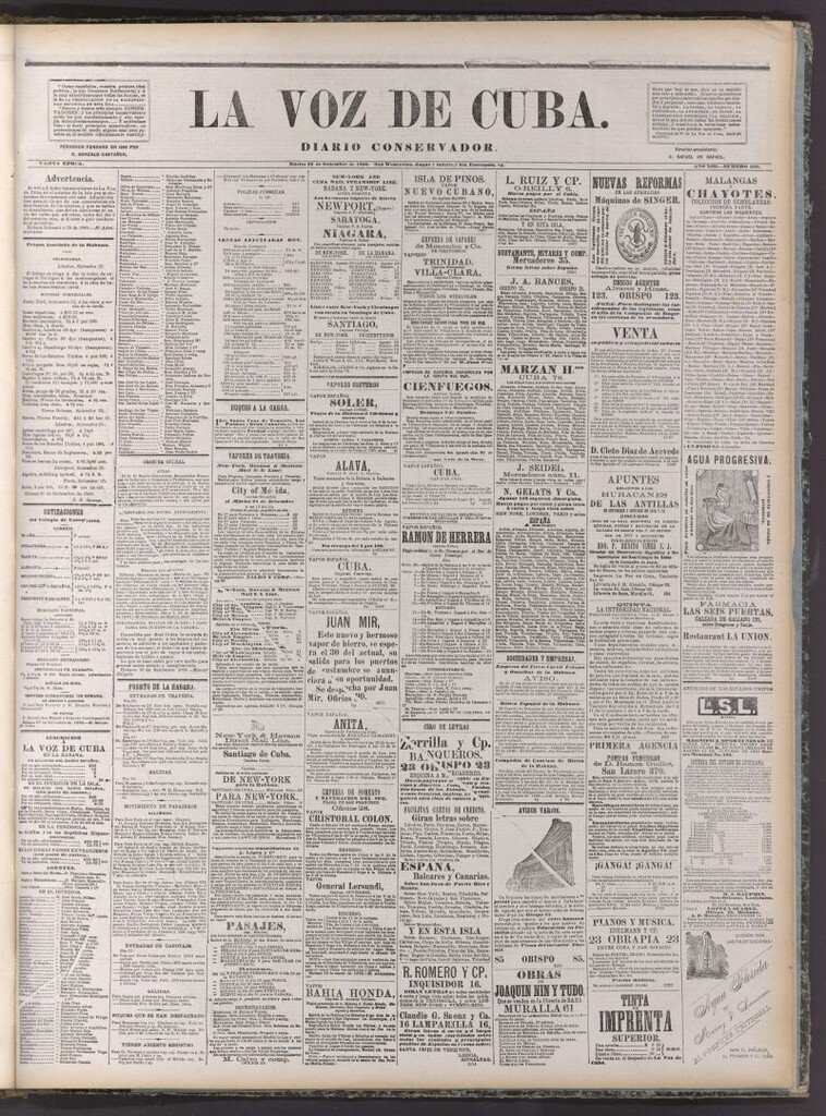 Miniatura de La Voz de Cuba: diario conservador del 28 de setiembre de 1880