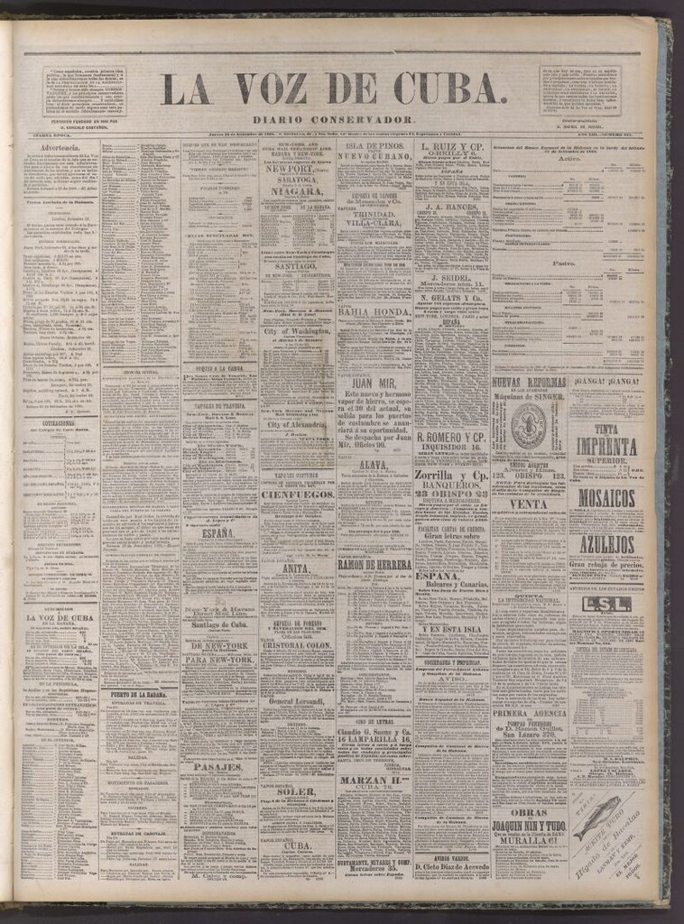 Miniatura de La Voz de Cuba: diario conservador del 30 de setiembre de 1880
