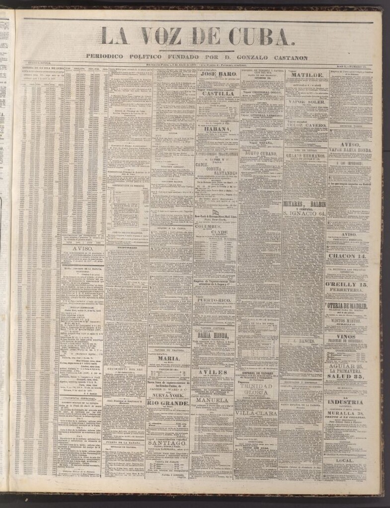 Miniatura de La Voz de Cuba: diario conservador del 3 de abril de 1877