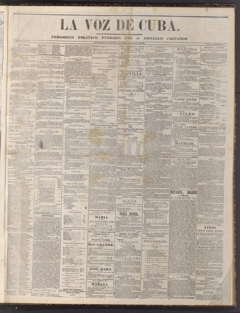 Miniatura de La Voz de Cuba: diario conservador del 4 de abril de 1877