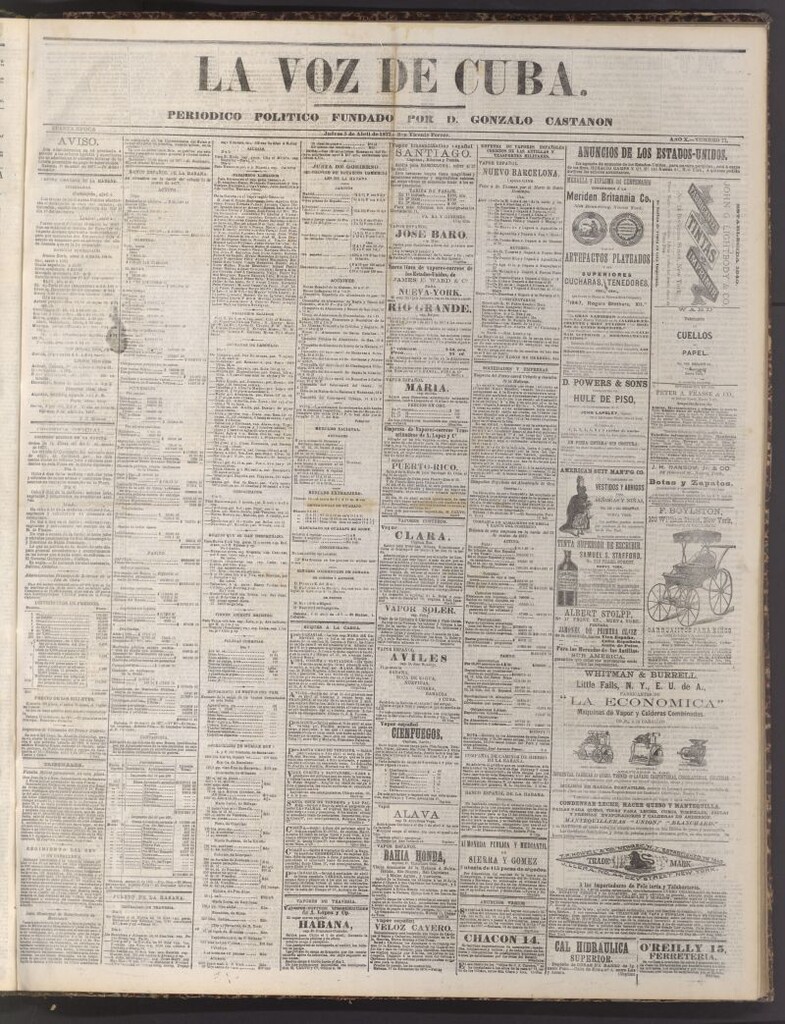 Miniatura de La Voz de Cuba: diario conservador del 5 de abril de 1877