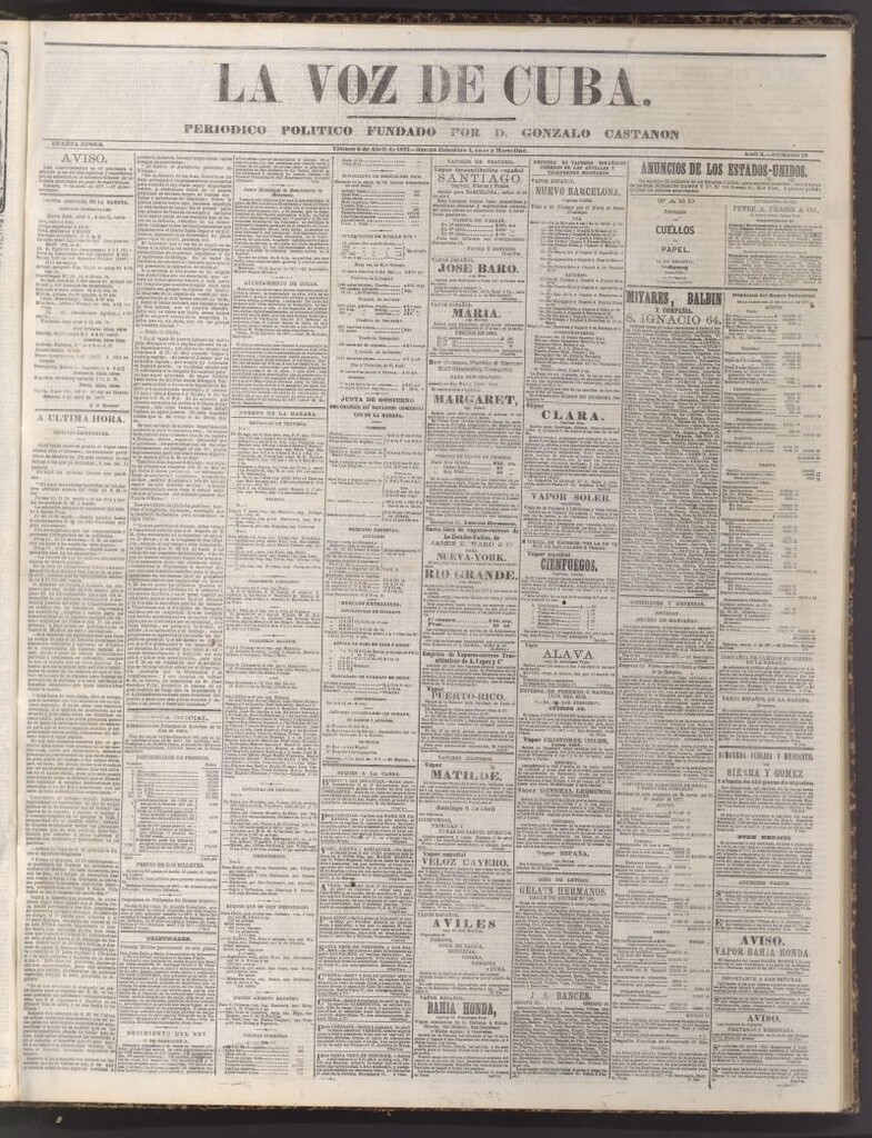 Miniatura de La Voz de Cuba: diario conservador del 6 de abril de 1877
