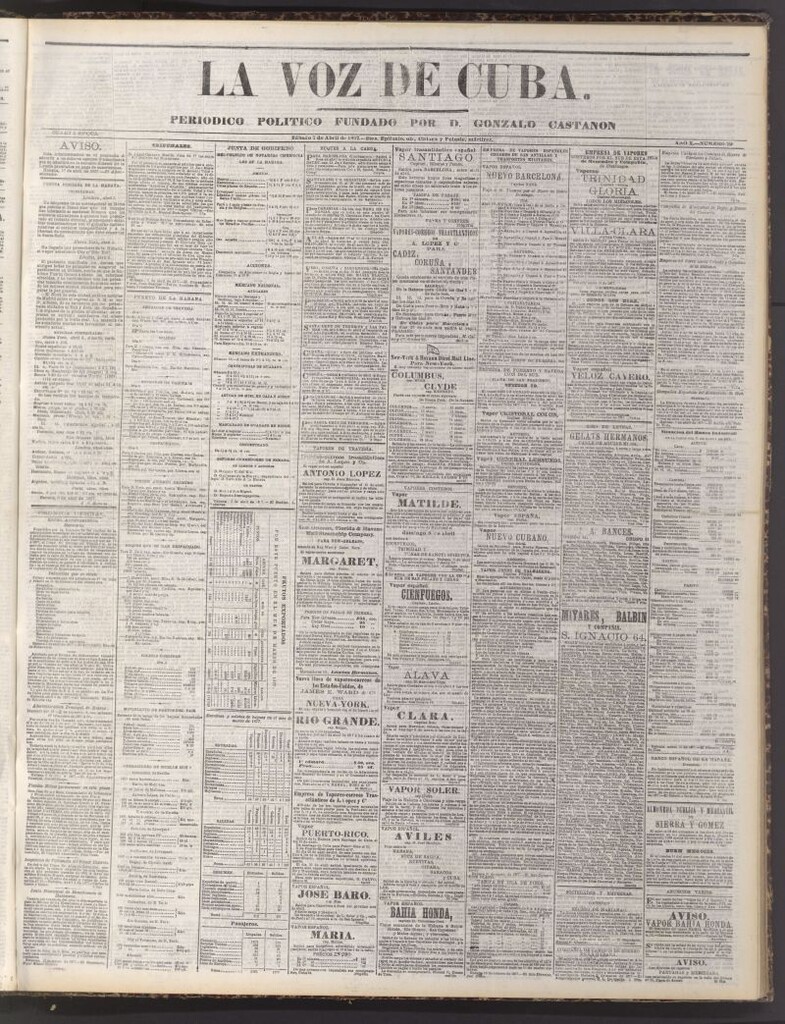 Miniatura de La Voz de Cuba: diario conservador del 7 de abril de 1877
