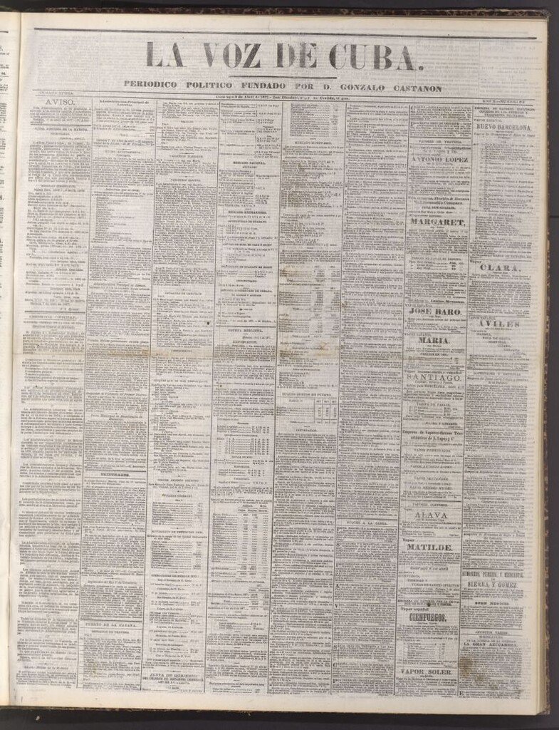 Miniatura de La Voz de Cuba: diario conservador del 8 de abril de 1877