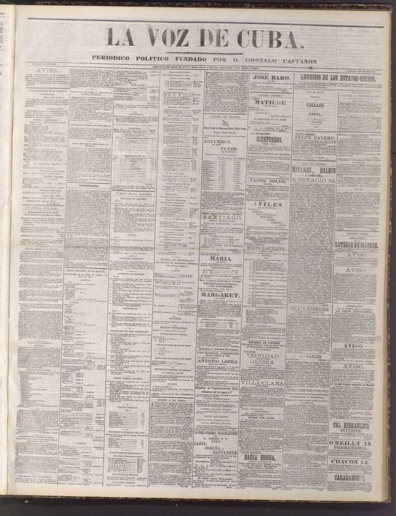 Miniatura de La Voz de Cuba: diario conservador del 12 de abril de 1877