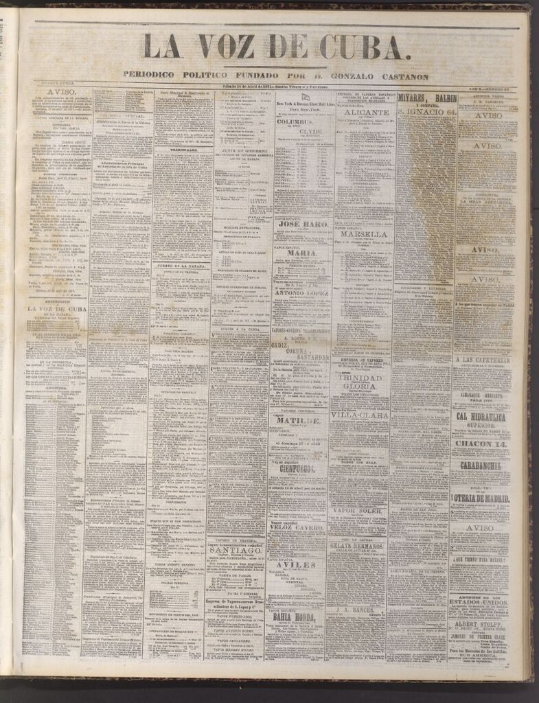 Miniatura de La Voz de Cuba: diario conservador del 14 de abril de 1877
