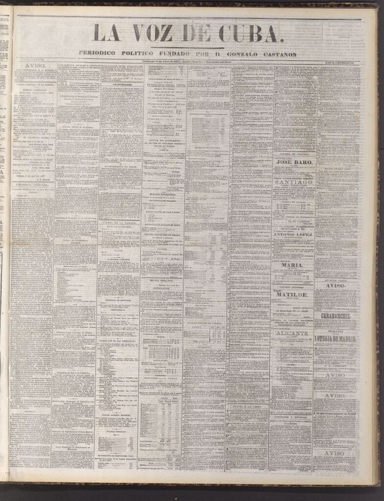 Miniatura de La Voz de Cuba: diario conservador del 15 de abril de 1877