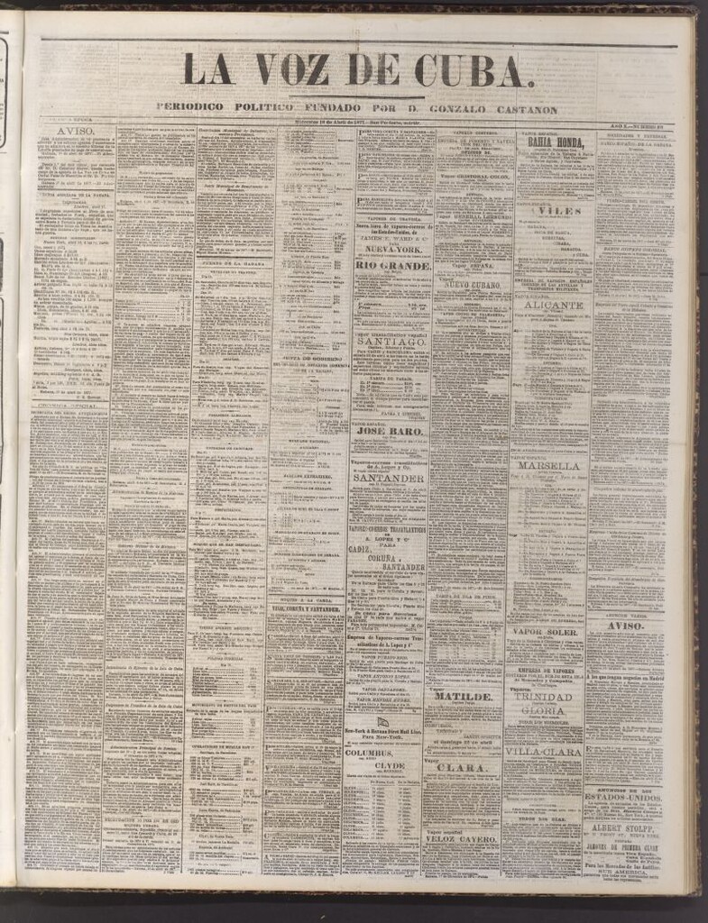 Miniatura de La Voz de Cuba: diario conservador del 18 de abril de 1877