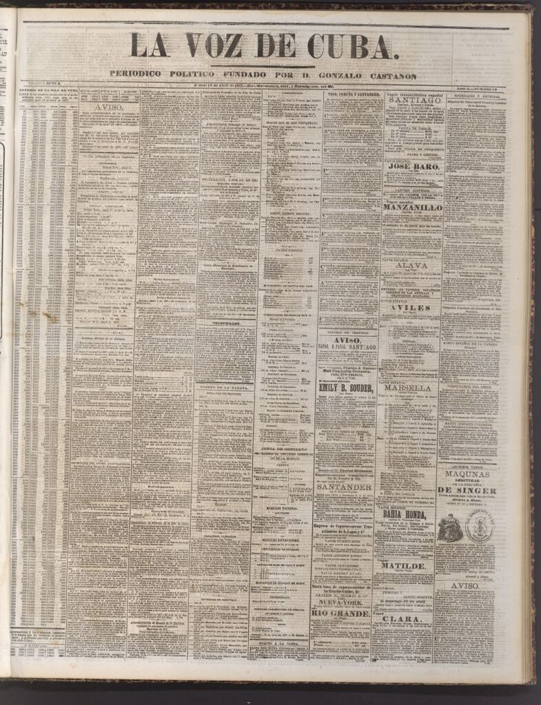 Miniatura de La Voz de Cuba: diario conservador del 19 de abril de 1877