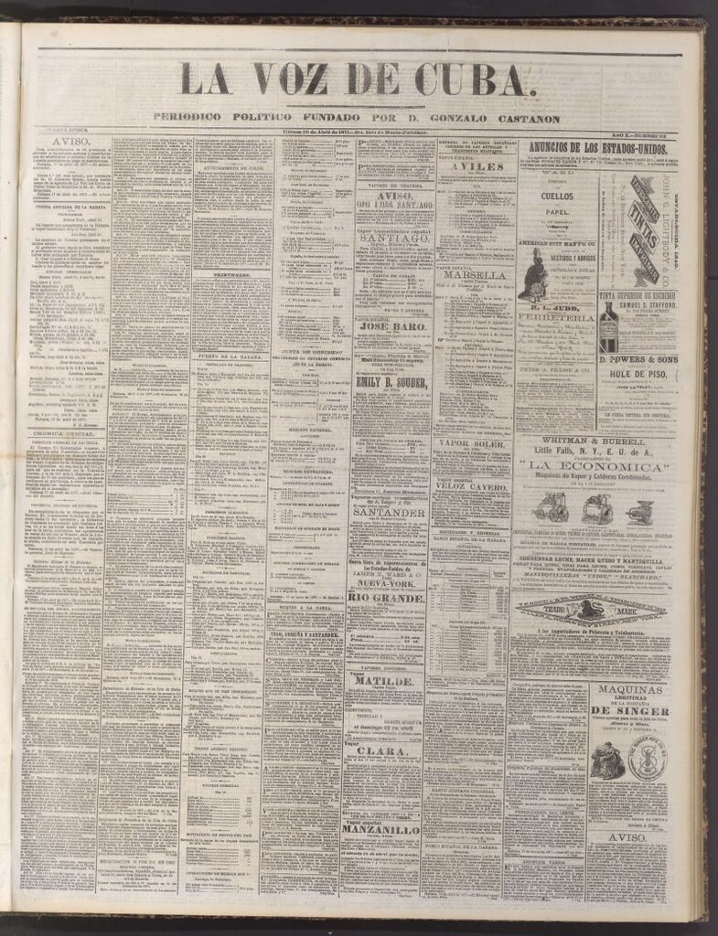 Miniatura de La Voz de Cuba: diario conservador del 20 de abril de 1877